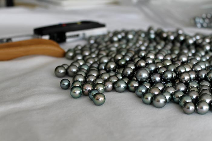 matching strands of Tahitian pearls