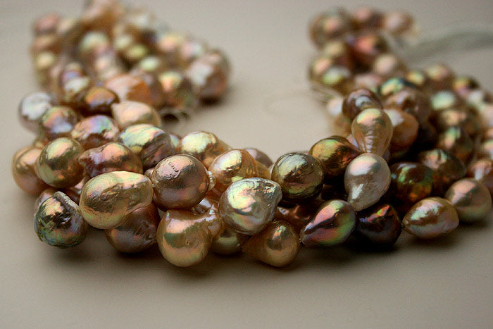 multi-color freshwater ripple pearls with strong orient