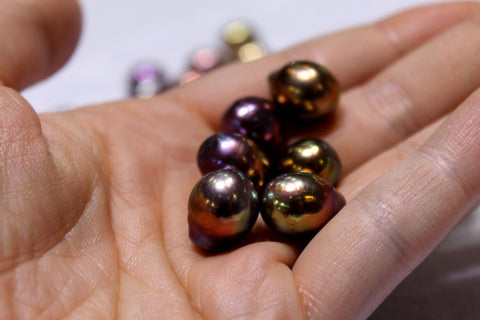 beautiful multi-color freshwater drop shaped pearls