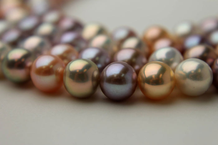 multi-colored round pearls