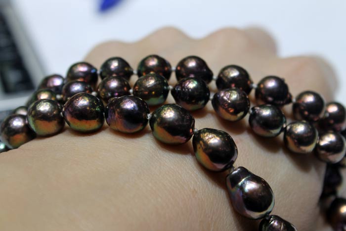 dark colored freshwater drop pearls
