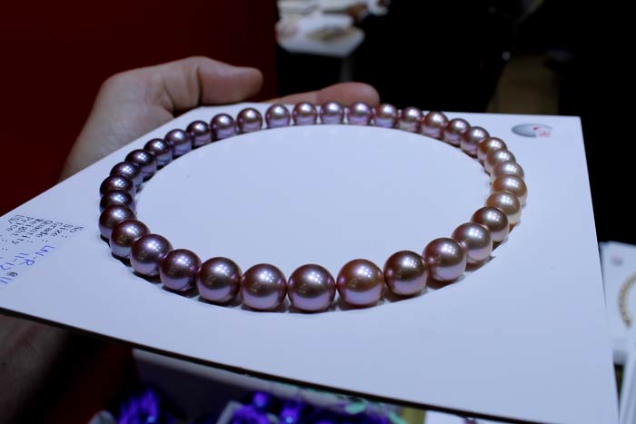 ombre purple to peach freshwater necklace
