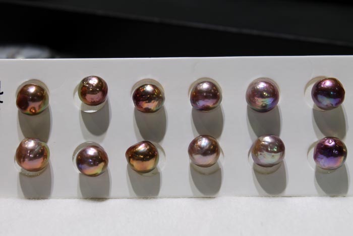 matched pairs of intensely colored pearls