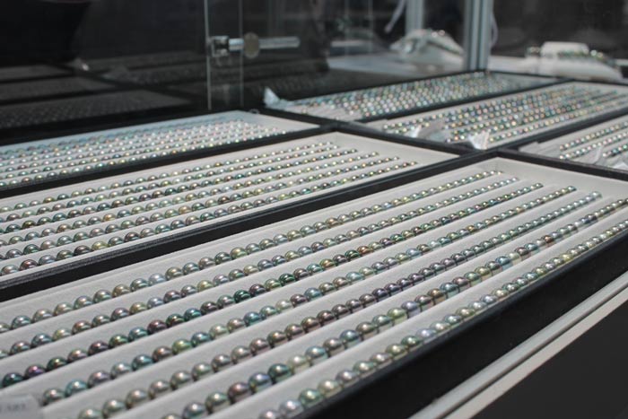 rows of Tahitian pearls
