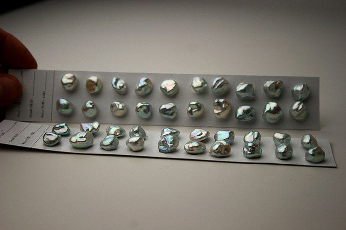  pairs of dove grey/blue keshi pearls