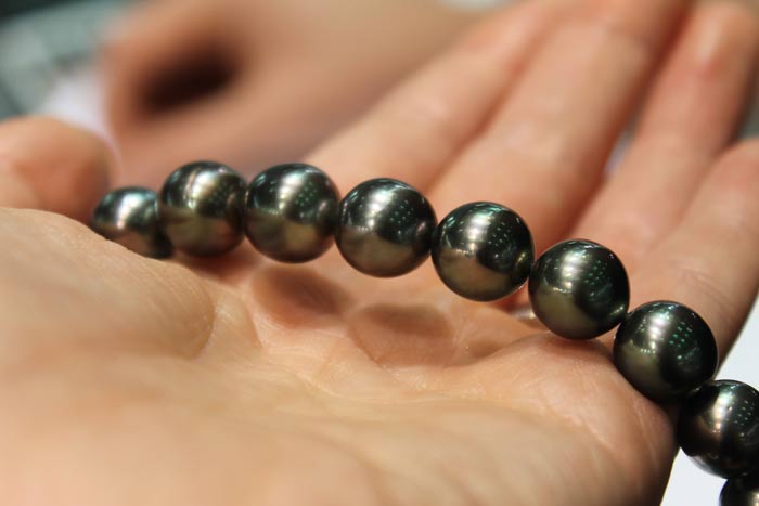 a single strand of Tahitian pearls