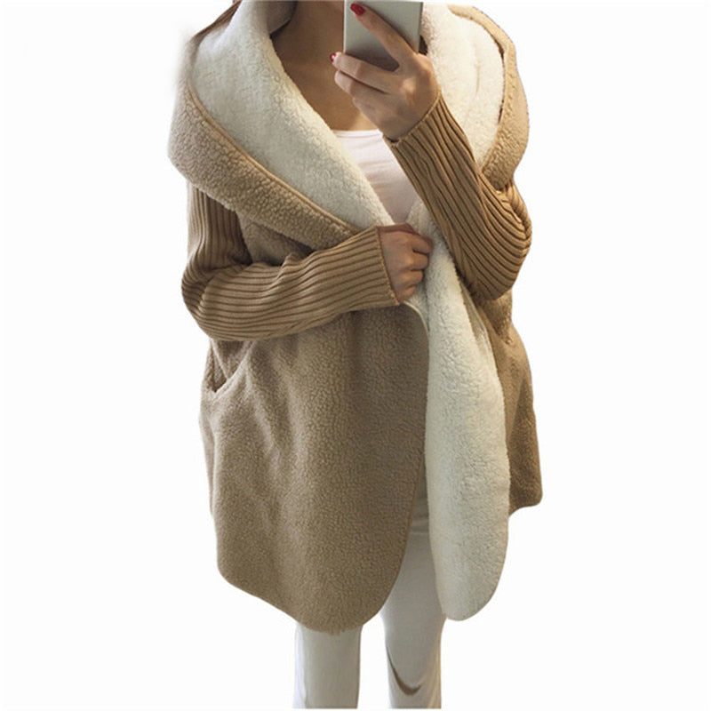 solid color hooded long cardigan coat