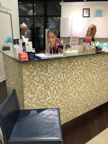 BlueMercury and Drybar set up little stations for makeup and quick hairstyles