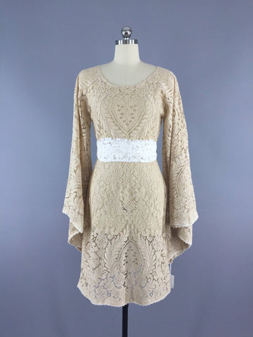 vintage 1970s crochet lace dress