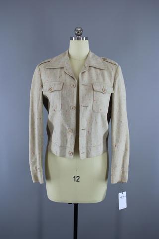 vintage 1980s beige linen jacket