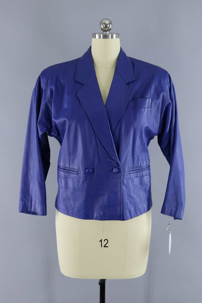 vintage 1980s leather cropped blazer jacket
