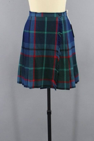 vintage 1980s tartan wool plaid kilt skirt