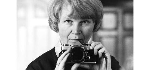 Jane Bown with one of her trusty Om1's