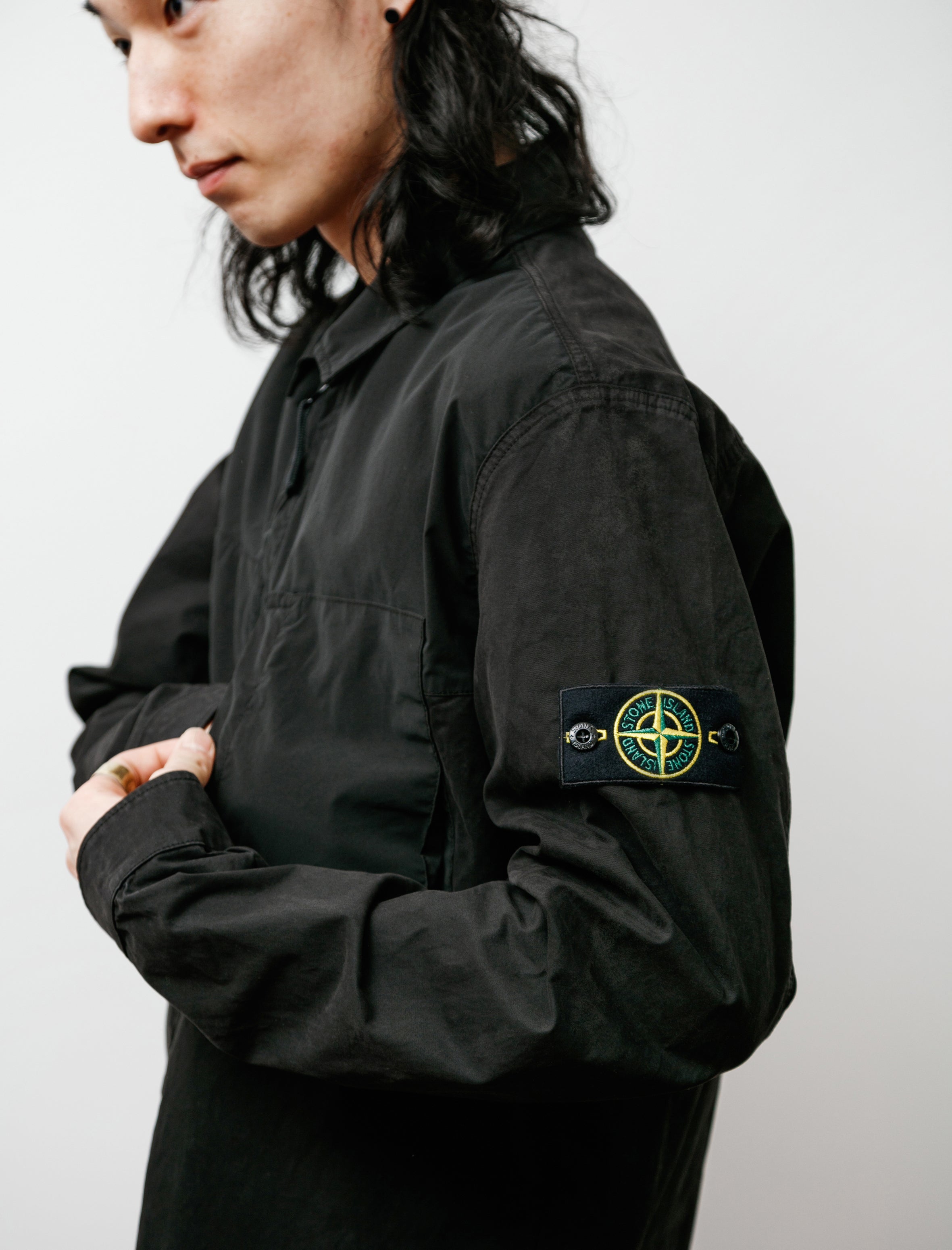 Stone Island Twill Zip Overshirt Black