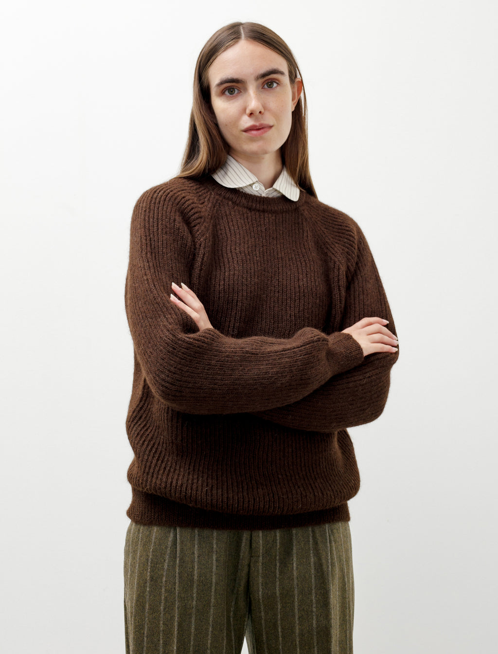 Oversized Ribbed Alpaca Sweater Brown