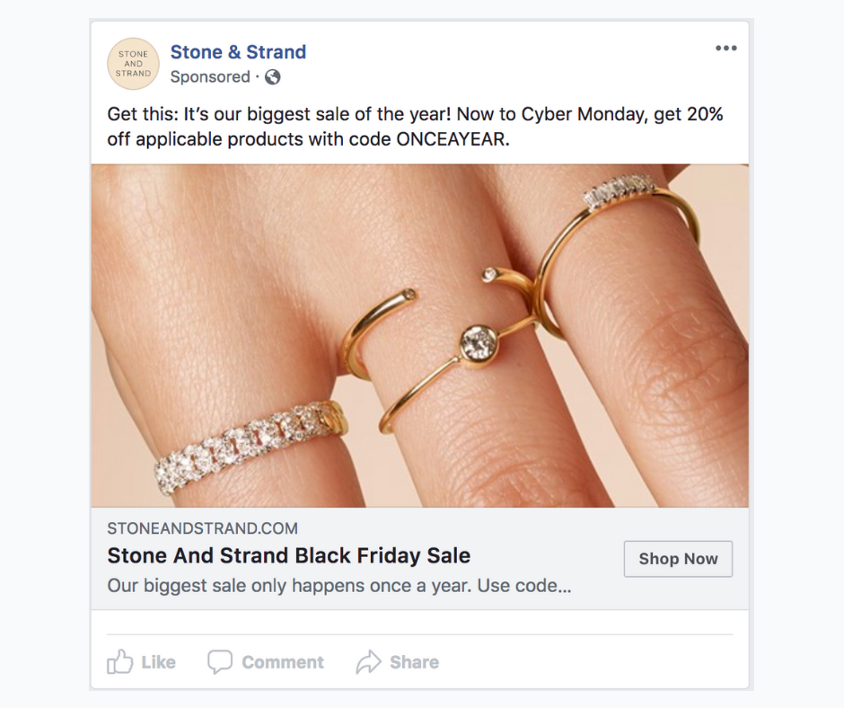 Single image ad on Facebook.