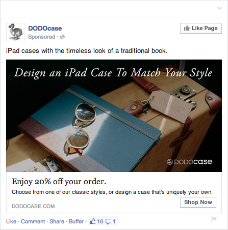 Facebook re-targeting coupon.