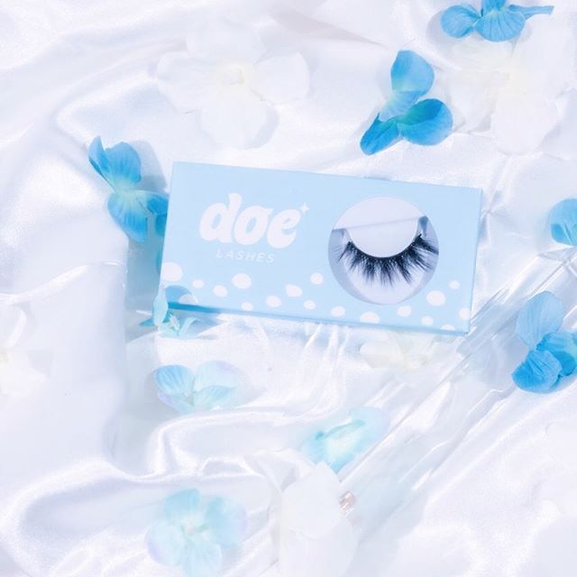 A pair of lashes by Doe Lashes. 
