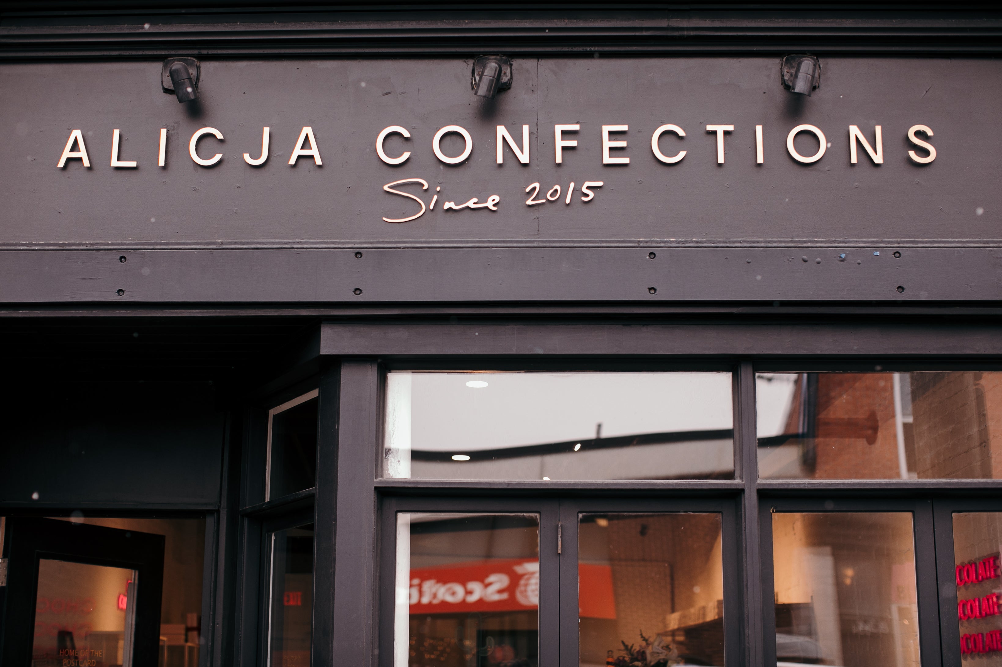 The storefront of Alicja Confections in Ottawa, Canada. 