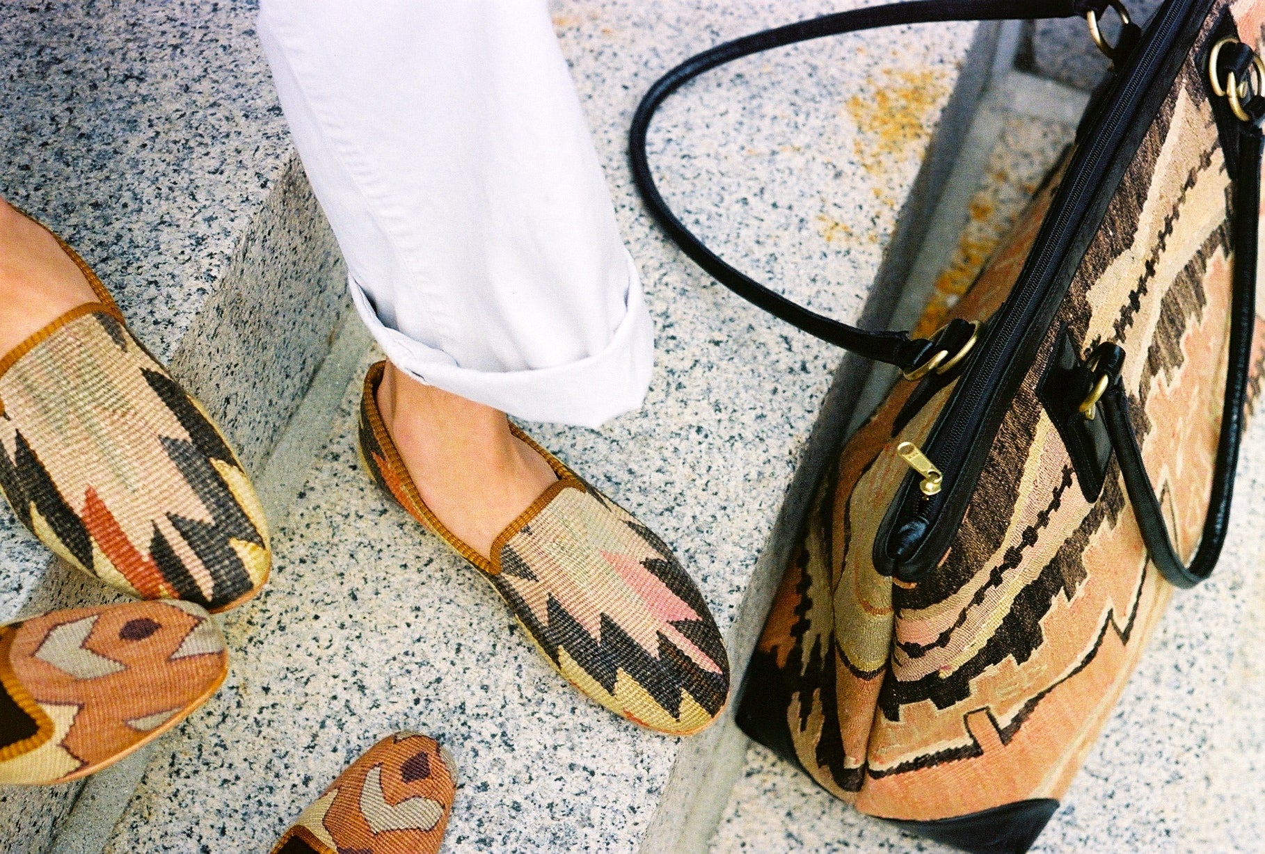 Kilim smoking shoes and bag from Artemis Design Co