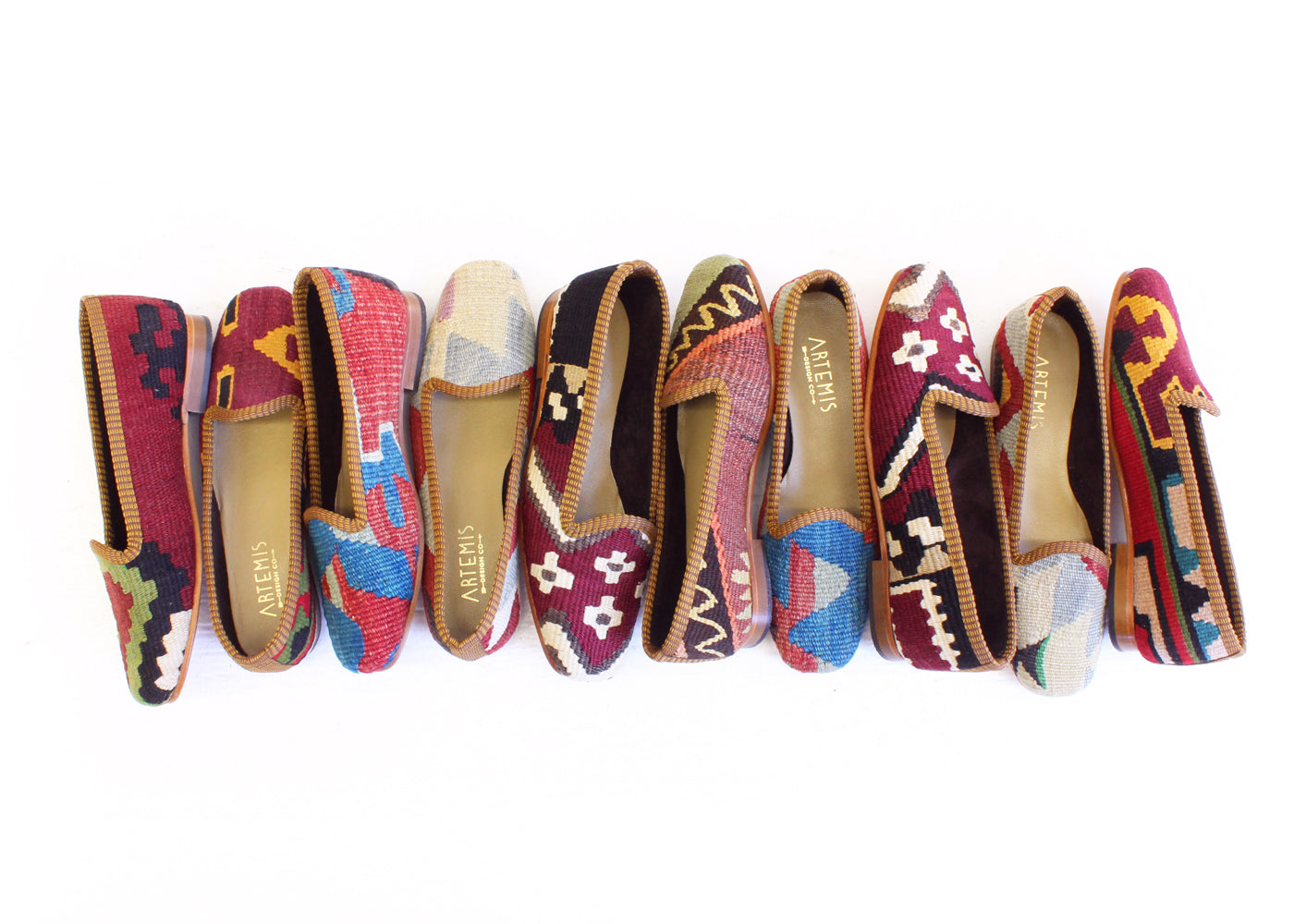 Kilim loafers in multiple patterns from Artemis Design Co
