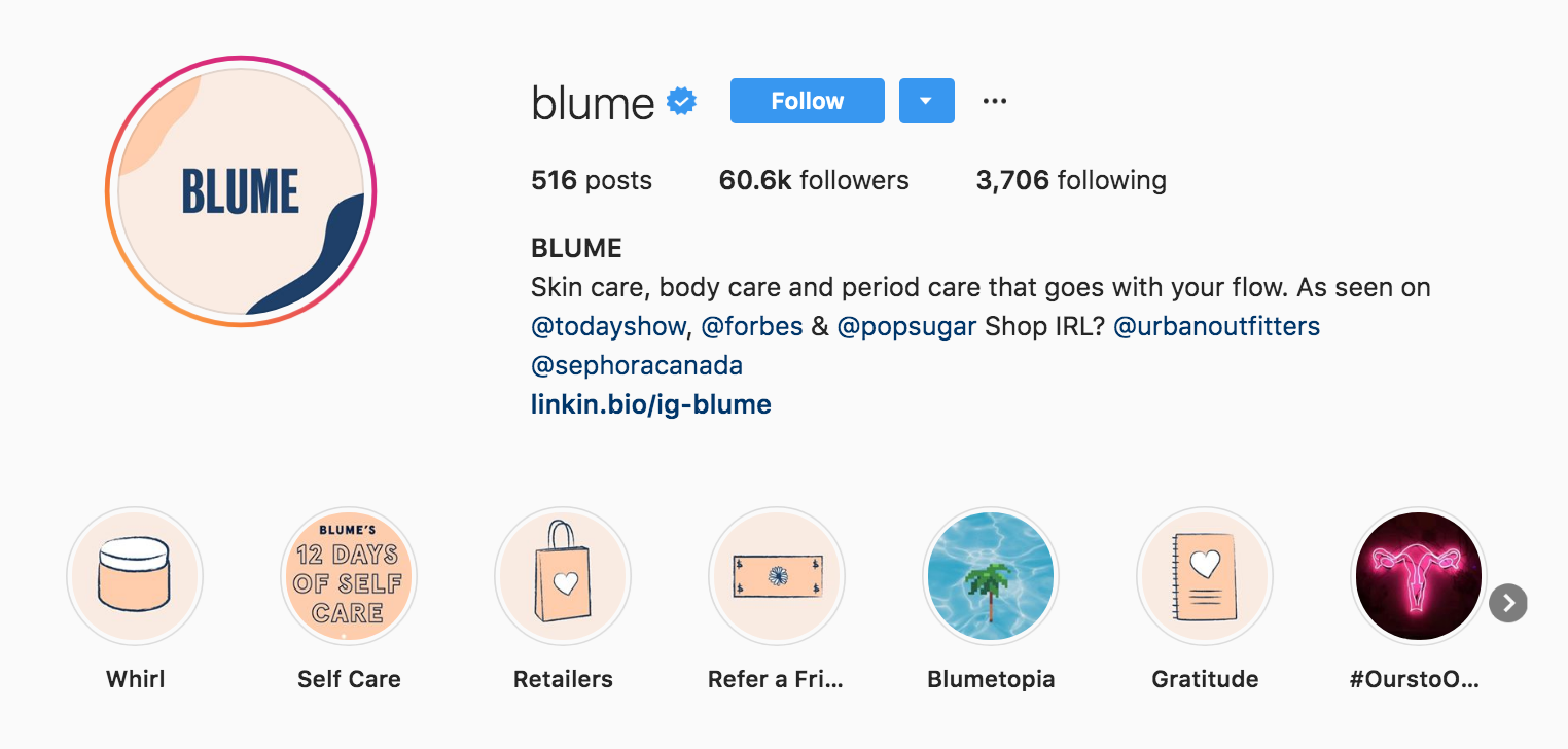 Blume Instagram Bio