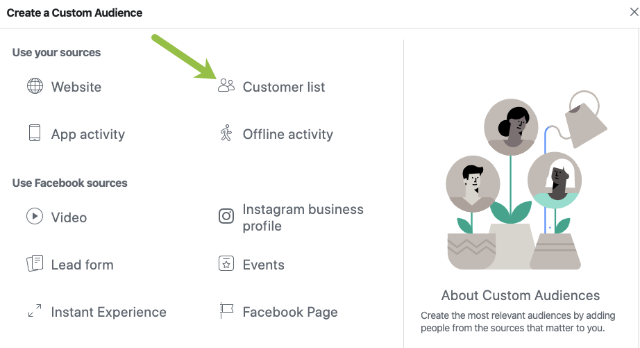 create facebook custom audience from customer list