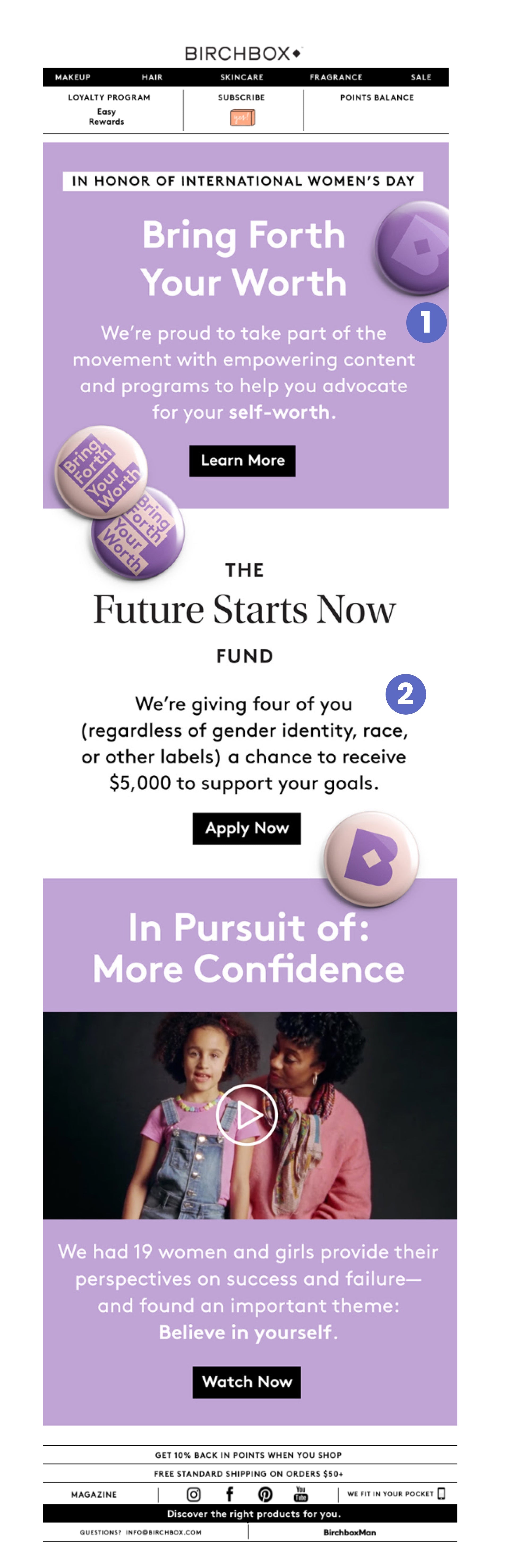 An ecommerce email marketing example from Birchbox