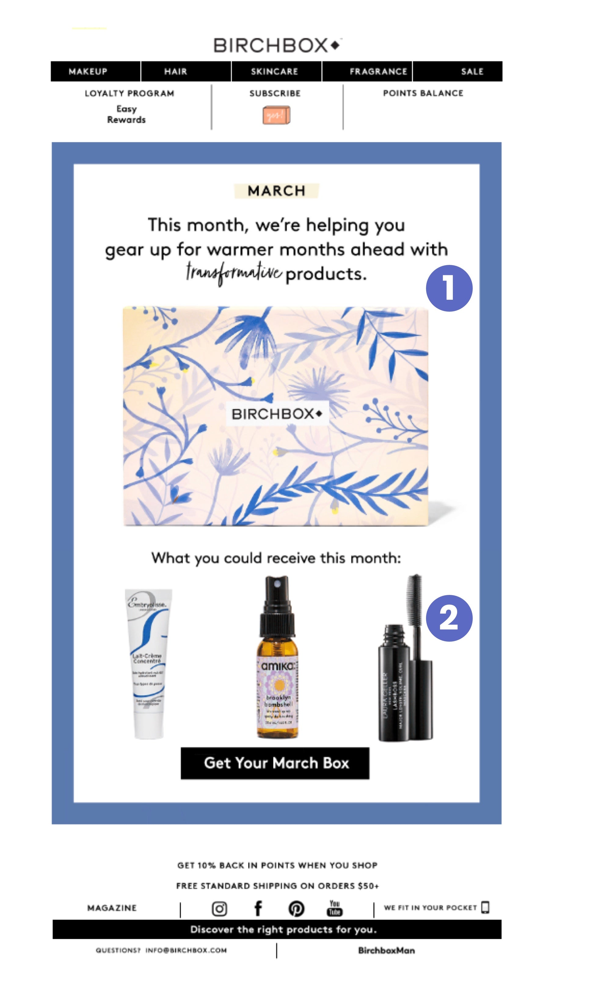 An ecommerce email marketing example from Birchbox