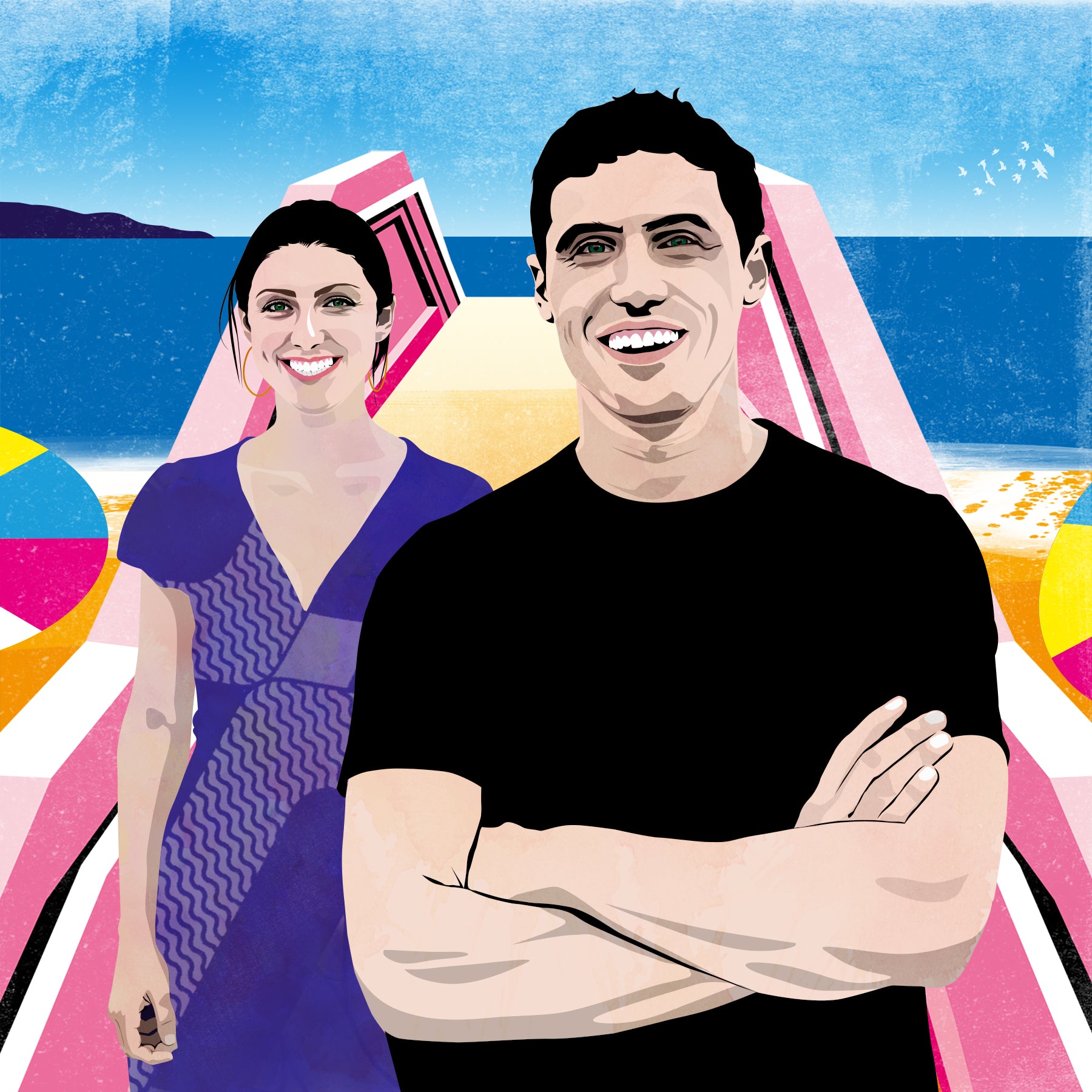 portrait illustrations of fair harbor siblings