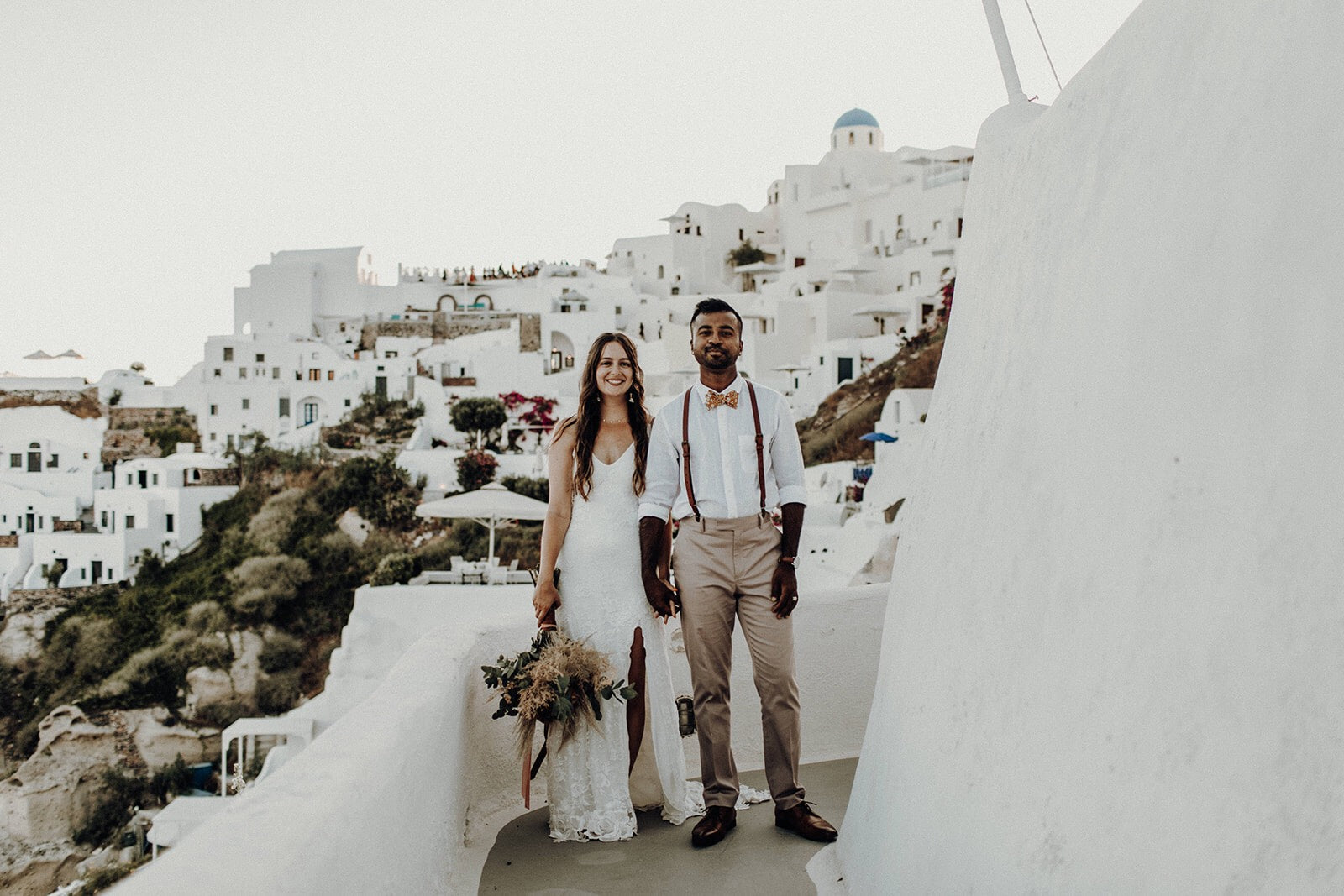Jaz Fenton and  Jamil Bhuya at their wedding in Greece.