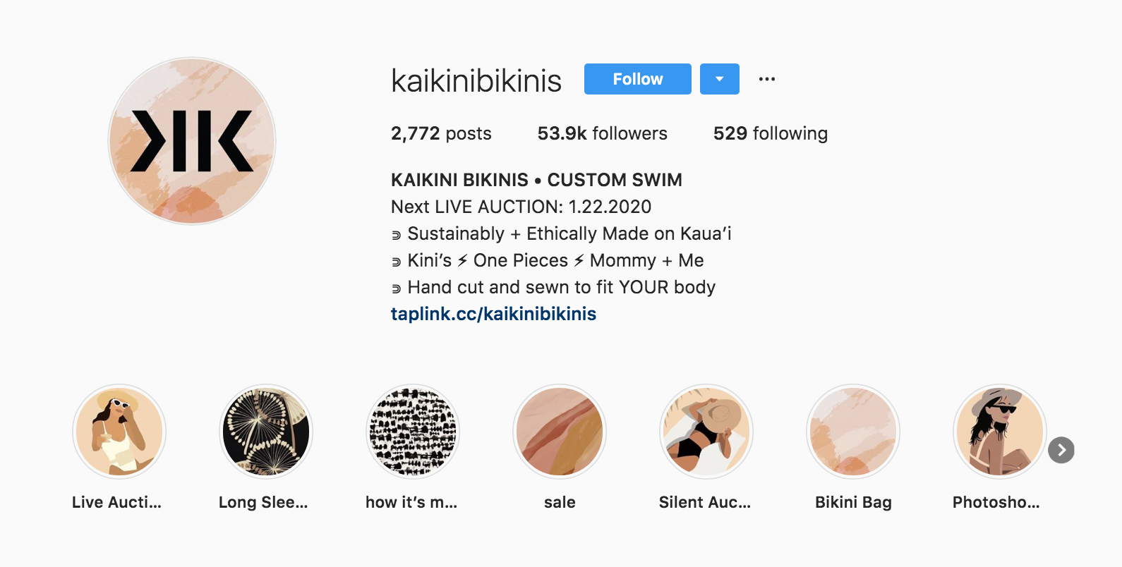 KaiKini Bikinis Instagram Bio
