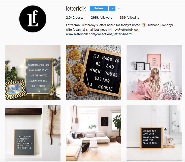 letterfolk product shots on instagram