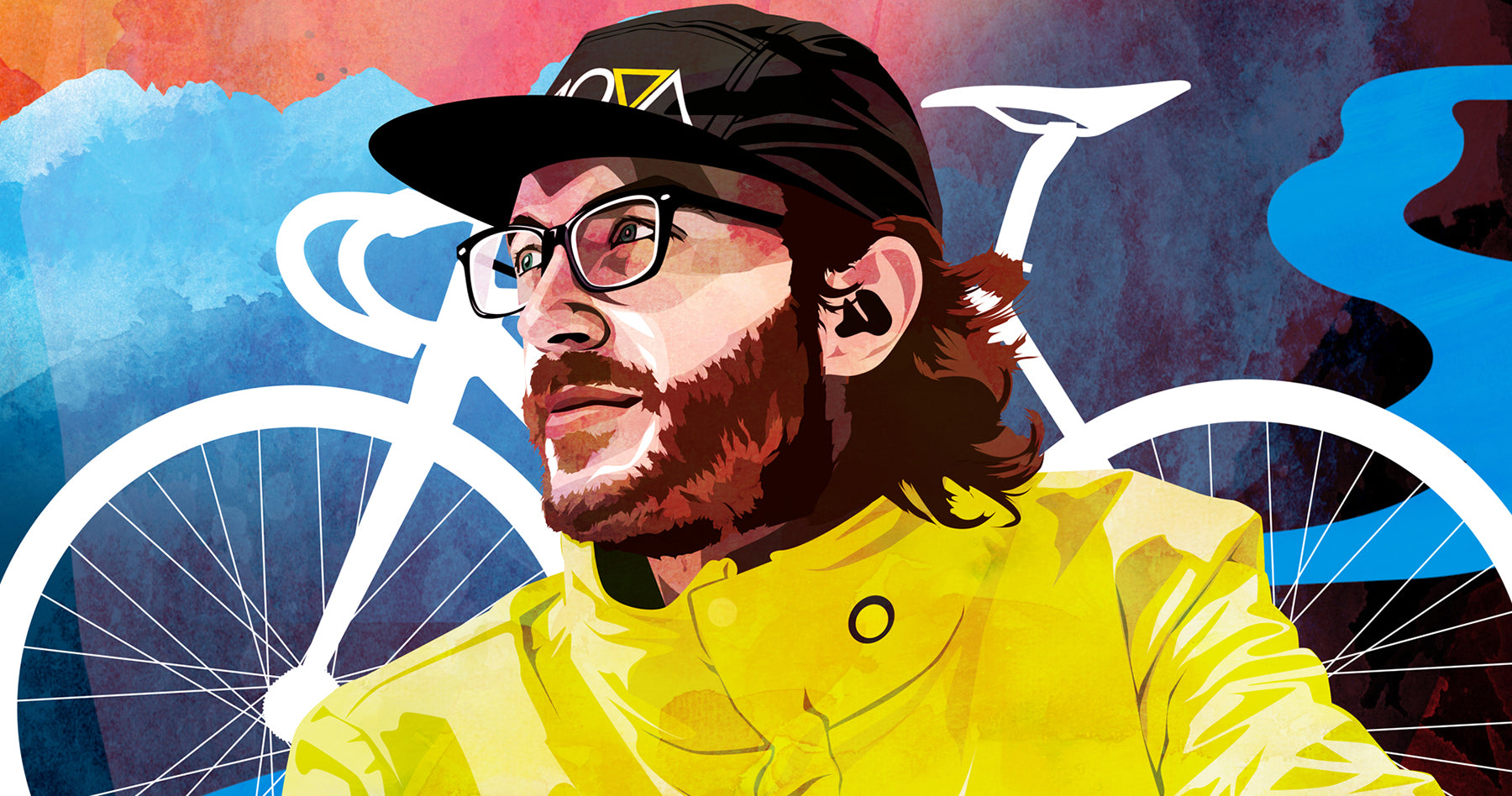 Illustration of MOVA Founder and Cyclist, Roland Harper