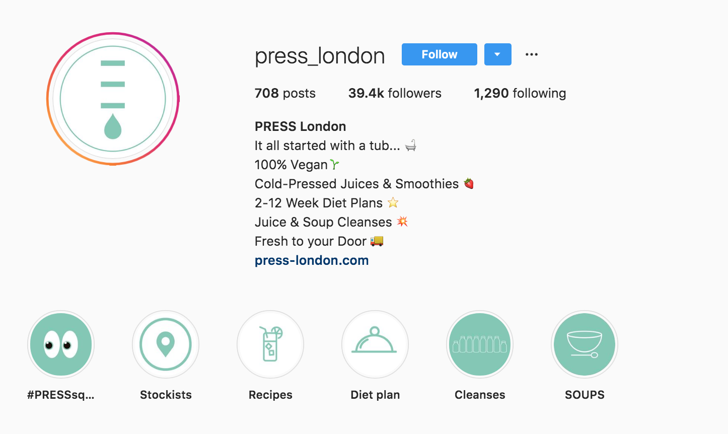Press London Instagram Bio