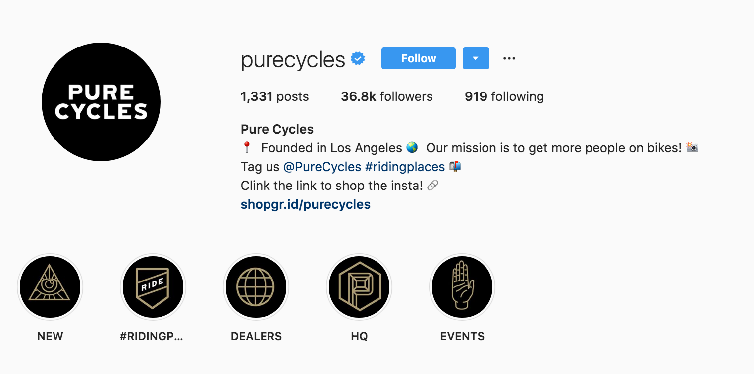 Pure Cycle Instagram Bio