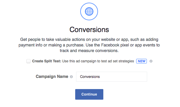 screenshot conversioni obiettivo campagna pubblicità su Instagram