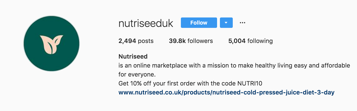 Nutriseed UK Instagram Bio
