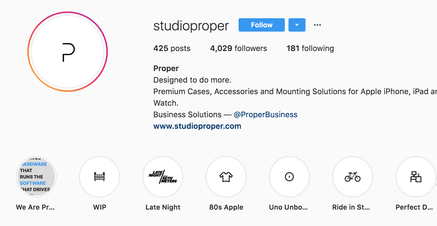 Studio Proper Instagram Bio