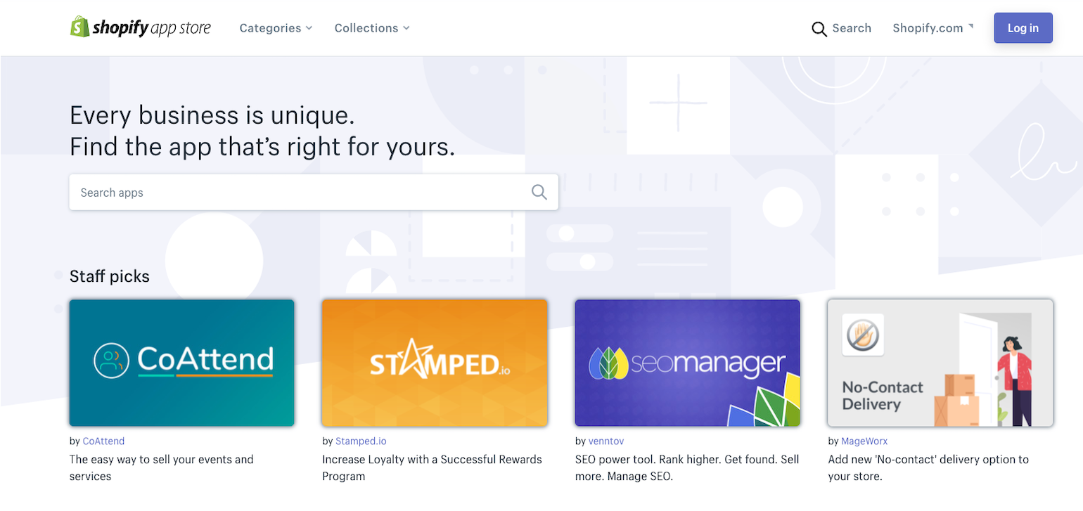 A screenshot of Shopify Partners app store. 