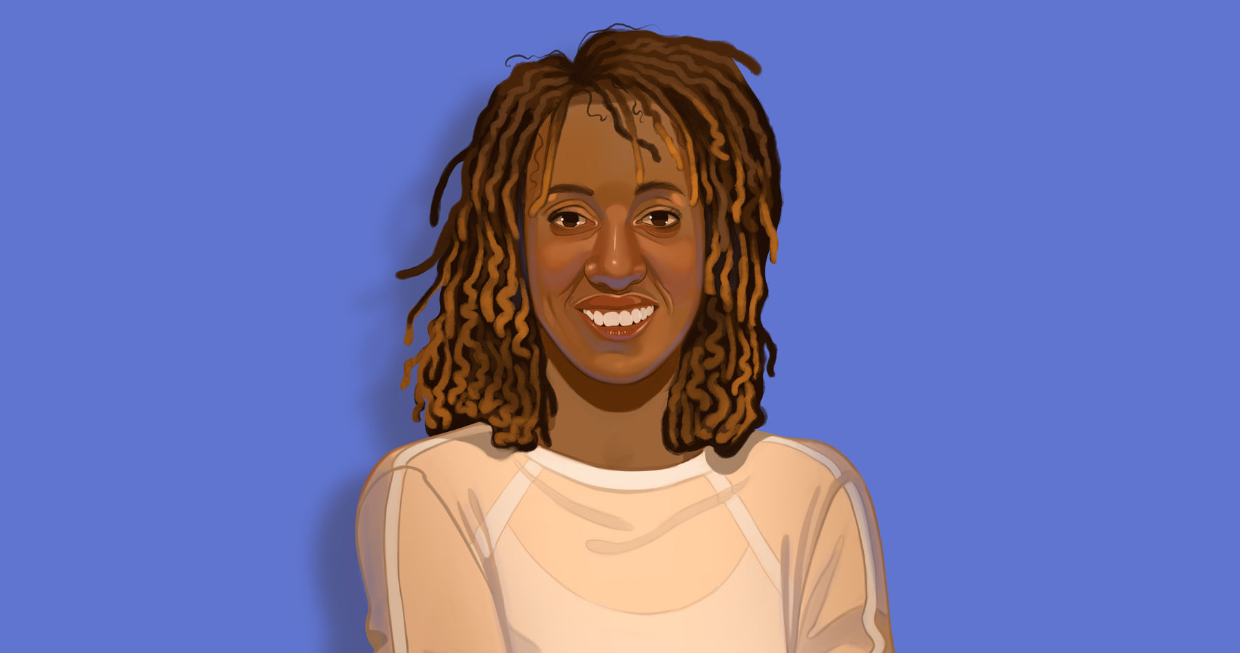 Portrait illustration of Melony Armstrong founder of Naturally Speaking. 