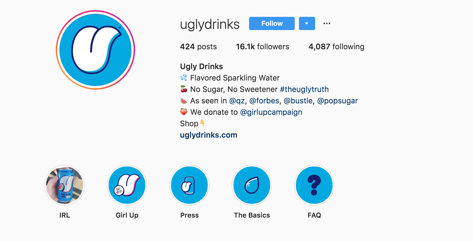Ugly Drinks Instagram Bio