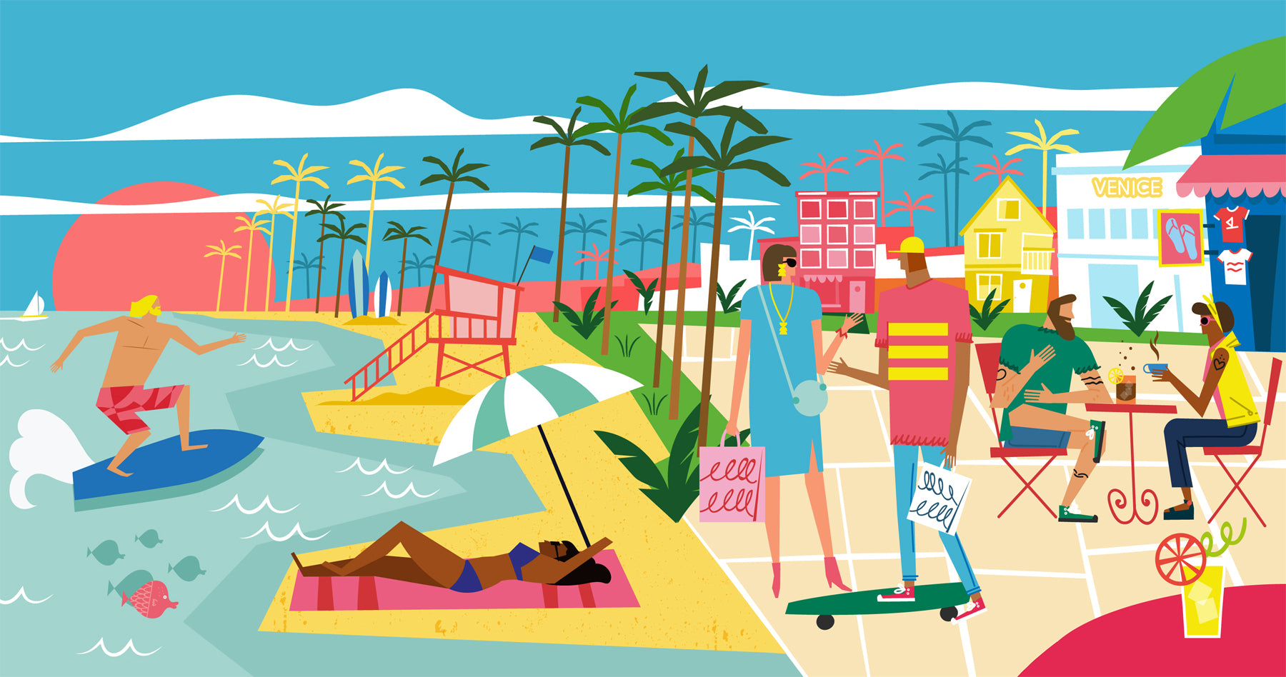 Illustration of Venice Beach, California