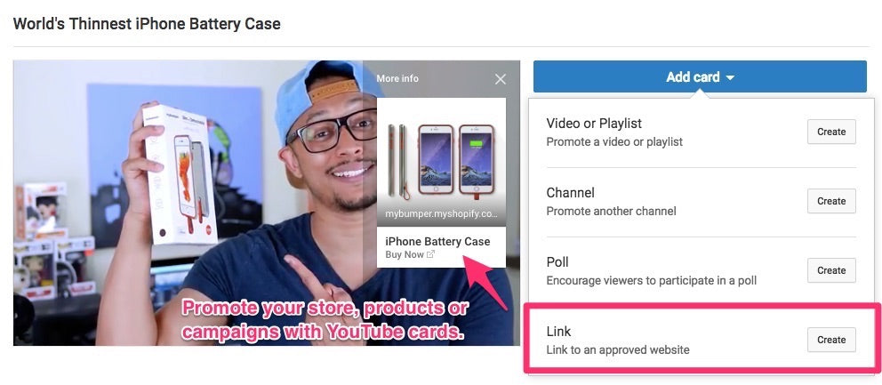 Ein Beispiel für den Einsatz von YouTube Cards, um mit YouTube Geld zu verdienen.