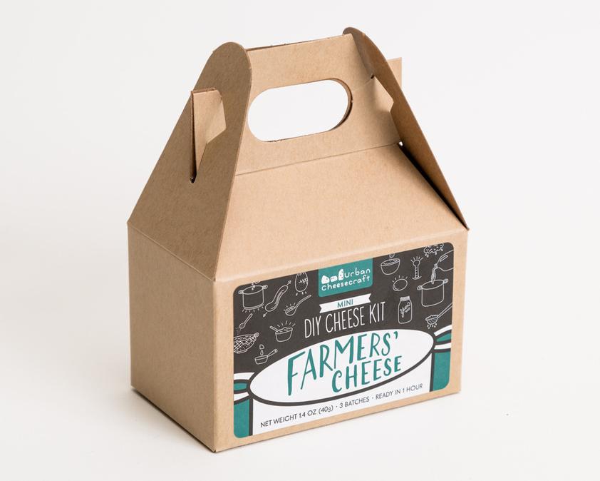 Cheese-making kit in a cardboard box