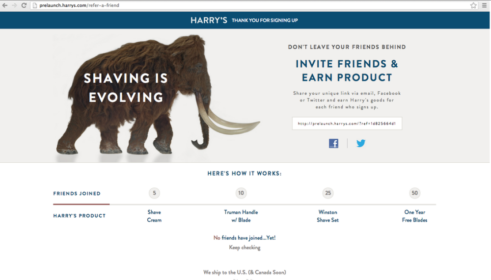 harry's coming soon page