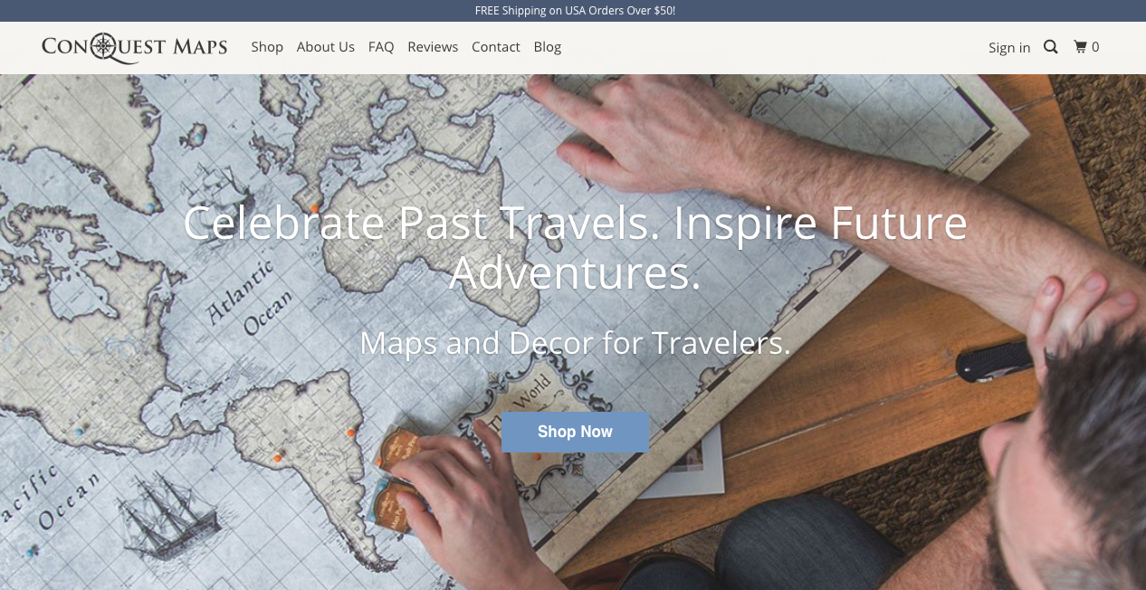 Conquest Map's Shopify storefront