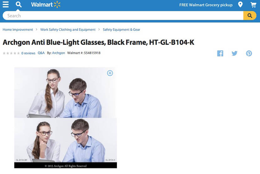 Blue blocker glasses on Wal Mart
