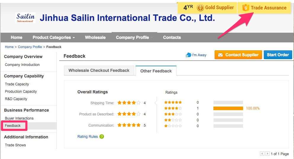 Alibaba trade assurance feedback