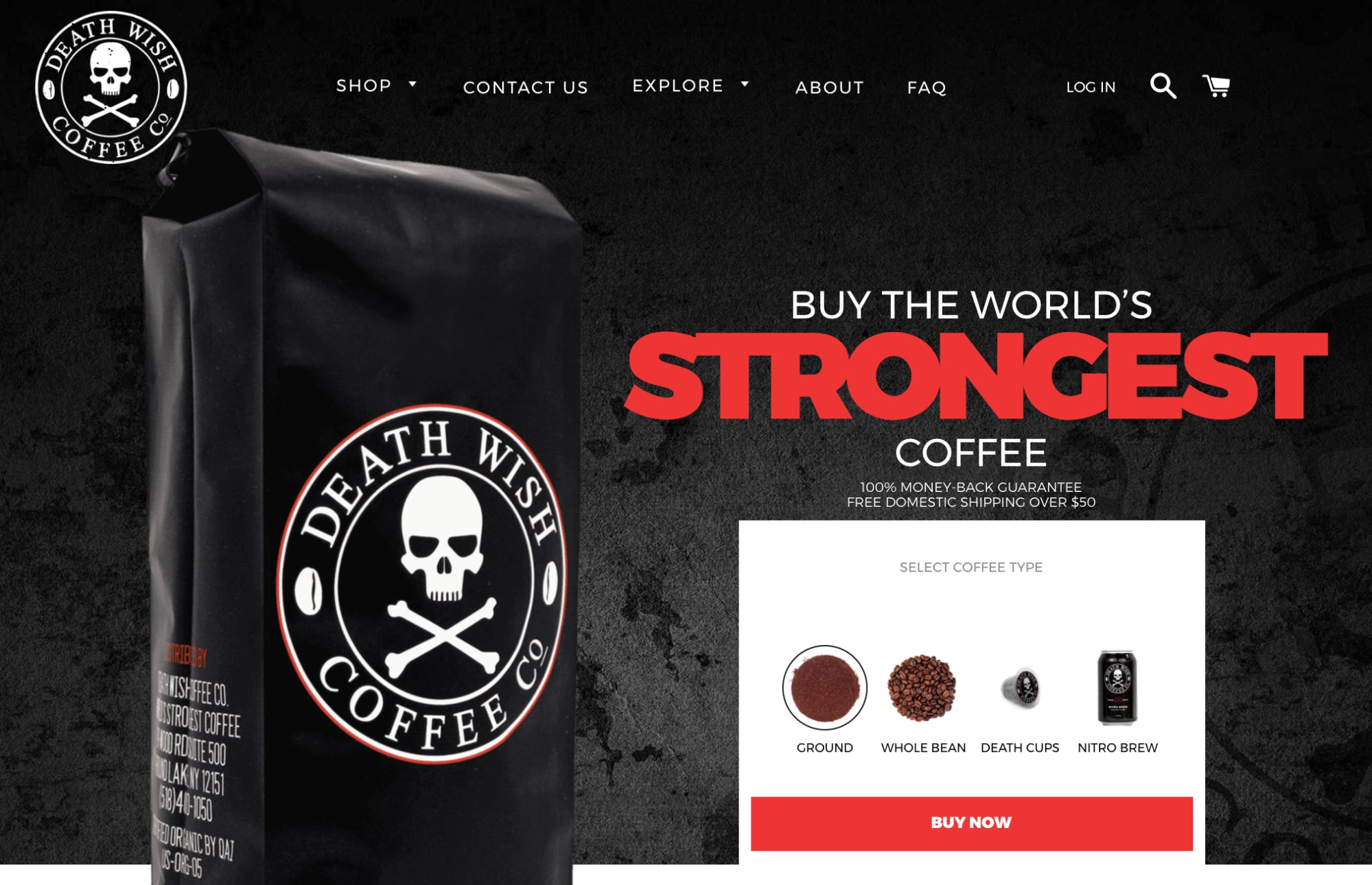 Death Wish Coffee homepage